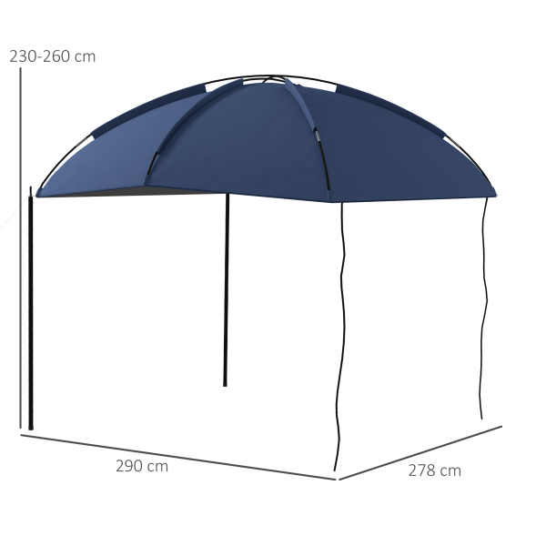 Outsunny Toldo para Carro Abrigo para Campismo com Altura Ajustável e Bolsa de Transporte Impermeável Anti-UV 290x278x230-260 cm Azul Marrinho - Image 3