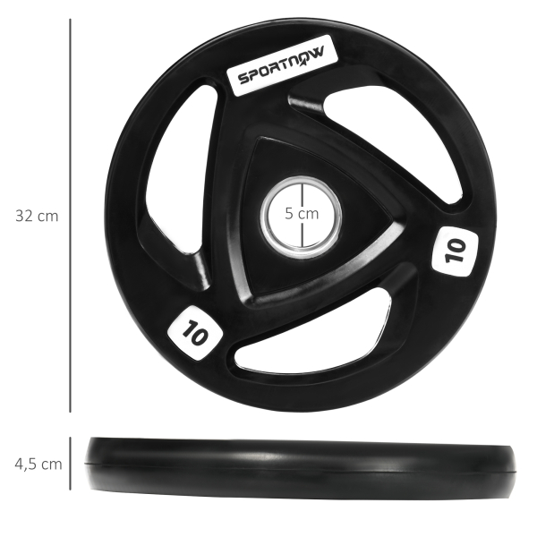 SPORTNOW Conjunto de 2 Discos de Pesos Olimpicos 10kg Ferro Fundido Placas de Peso com Orifício de 5cm Ø32x4cm Preto - Image 3