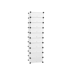 SONGMICS Sapateira com encaixe, organizador retangular de armazenamento, unidade de prateleira modular faça você mesmo com 10 compartimentos, 40 x 30 x 17 cm para cada compartimento, guarda-roupa de plástico com portas, branco LPC10W