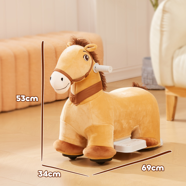 AIYAPLAY Cavalo Elétrico para Crianças de 18 a 36 Meses Cavalo de Brincar Elétrico com Bateria 6V e Música 69x34x53 cm Marrom - Image 3