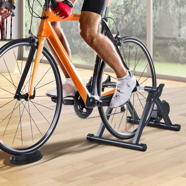 HOMCOM Rolo de Bicicleta para Treinamento Dobrável com Resistência Magnética para Rodas de 26-28 Polegadas Suporte de Treinamento para Bicicleta Casa Interior 54,5x47,2x39,1cm Preto - Image 2