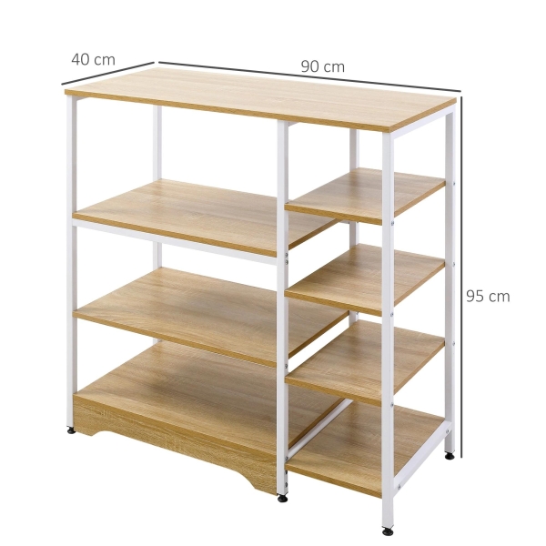 HOMCOM Estante Multiuso com 7 Prateleiras de Armazenamento para Utensílios Livros Plantas 90x40x95cm Madeira Natural - Image 3