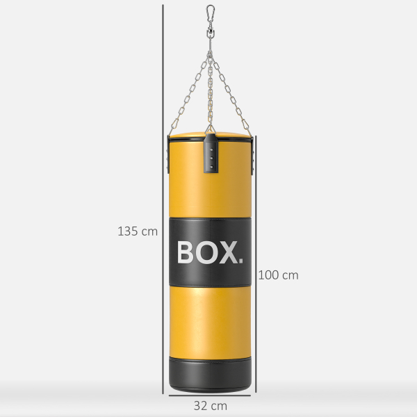 SPORTNOW Saco de Boxe sem Recheio com Luvas de Boxe Gancho e Protetores para Palmas Munhecas Tornozelos Amarelo - Image 3