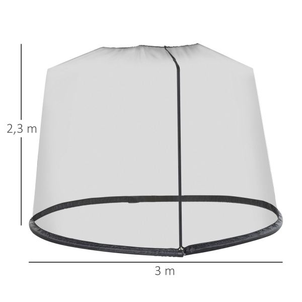 Outsunny Rede Mosquiteira para Chapéus de Sol de Jardim Ø3m Cobertura de Rede de Chapéu de Sol com Zíper e Tubo Enchido com Água para Terraço Balcão Exterior Preto - Image 3