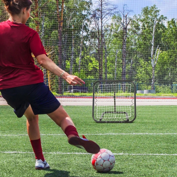 HOMCOM Rede de Rebote Dobrável com Ângulo Ajustável de 5 Níveis para Treinamento de Futebol Tenis Beisebol Desportes 84x78x65-78cm Preto - Image 2
