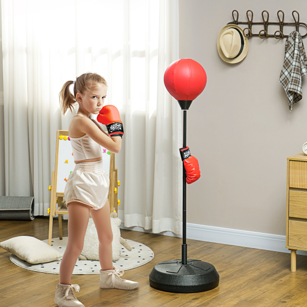 AIYAPLAY Punching Ball para Crianças Kit de Boxe para Crianças com Luvas de Boxe Altura Ajustável 122,5-147 cm e Base Preenchível Vermelho - Image 2