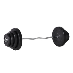 HOMCOM Barra de Pesos Curvada com 8 Discos de Peso Intercambiáveis até 70kg de Aço para Treinamento Culturismo em Academia Casa 140x38,5x38,5cm Preto