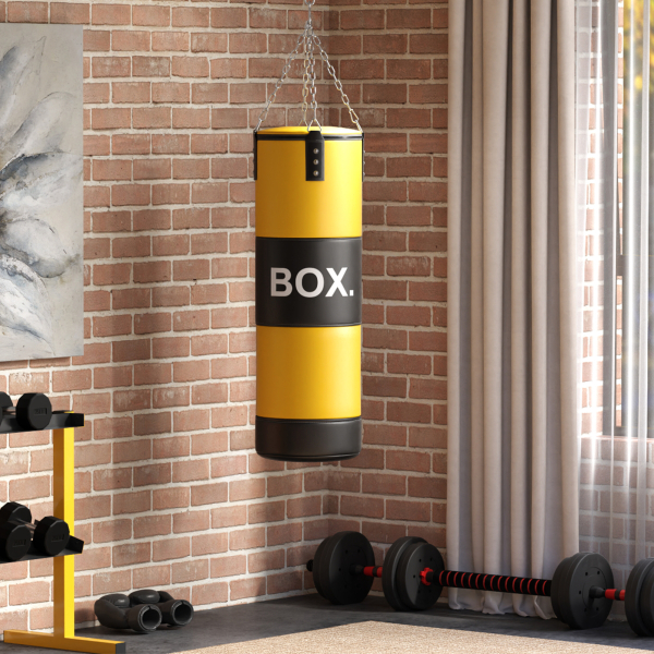 SPORTNOW Saco de Boxe sem Recheio com Luvas de Boxe Gancho e Protetores para Palmas Munhecas Tornozelos Amarelo - Image 2