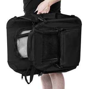 Caixa de transporte para cães FEANDREA, caixa de transporte dobrável de tecido para animais de estimação, 70 x 52 x 52 cm, preta