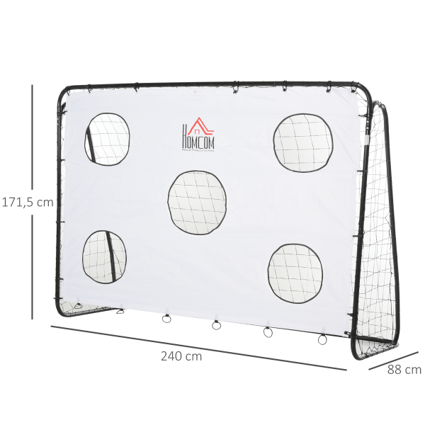 HOMCOM Baliza de Futebol para Crianças com Lona de Precisão e Ponteria para Treino e Aperfeiçoamento 240x88x174 cm Branco - Image 3