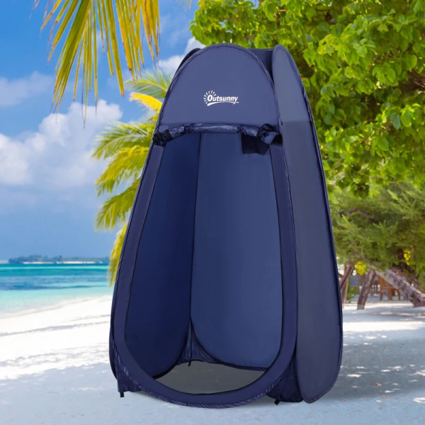 Outsunny Tenda de Duche para Campismo Dobrável Pop UP Tenda de Privacidade com proteção UV e Tecido Impermeável 100x100x185cm Azul Escuro - Image 2