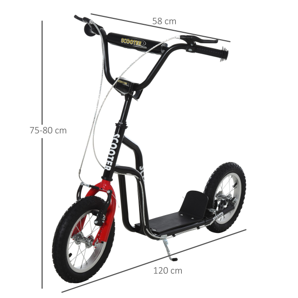 HOMCOM Trotinete para Crianças com Guiador Ajustável em Altura Travão Duplo e Estrutura de Aço 120x58x75-80 cm Preto - Image 3