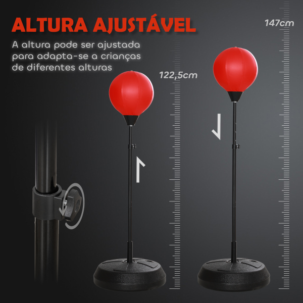 AIYAPLAY Punching Ball para Crianças Kit de Boxe para Crianças com Luvas de Boxe Altura Ajustável 122,5-147 cm e Base Preenchível Vermelho - Image 4