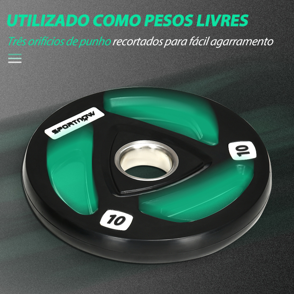 SPORTNOW Conjunto de 2 Discos de Pesos Olimpicos 10kg Ferro Fundido Placas de Peso com Orifício de 5cm Ø32x4cm Preto - Image 4