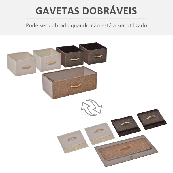 HOMCOM Cómoda com 5 Gavetas de Tecido Amovíveis e Dobráveis Base Elevada Armário de Armazenamento 87,5x29x58cm Multicor - Image 4