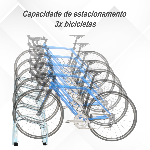 HOMCOM Estacionamento para 5 Bicicletas Suporte de Aço para Estacionar Bicicletas no Chão para Interior e Exterior 145x33x27cm Prata - Image 4