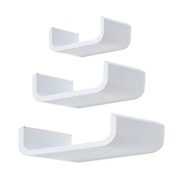 HOMCOM Conjunto de 3 Prateleiras Flutuantes 60/45/30x15x10 cm Prateleiras de Parede para Armazenamento de Livros Fotos Decoração para Sala de Estar Corredor Dormitório Branco