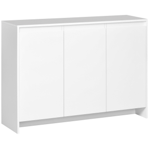 HOMCOM Móvel Aparador com 3 Portas Prateleiras Ajustáveis ​​e Suporte com Fecho Suave para Televisores 120x35x85 cm Branco