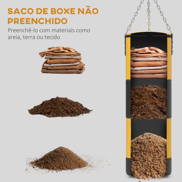SPORTNOW Saco de Boxe sem Recheio com Luvas de Boxe Gancho e Protetores para Palmas Munhecas Tornozelos Amarelo - Image 4