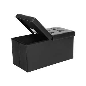 Banco dobrável SONGMICS 80 L, caixa de armazenamento, tampa basculante, capacidade de carga de 300 kg, 76 x 38 x 38 cm, preto LSF45BK
