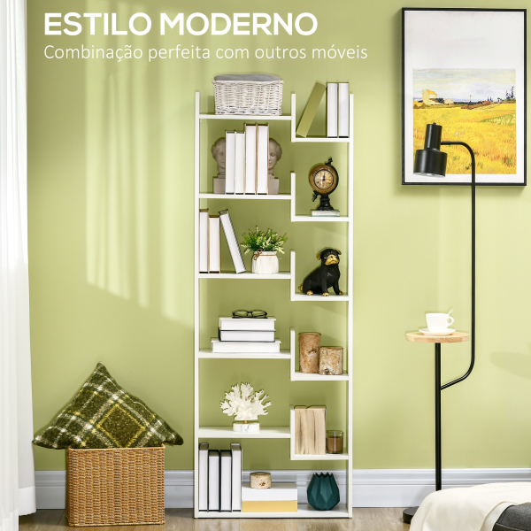 HOMCOM Estante para Livros de 6 Níveis Estante com 11 Compartimentos Abertos Anti-Tombo 61x21,6x162,6cm Branco - Image 4