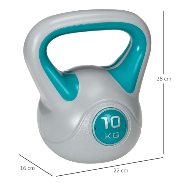 SPORTNOW Kettlebell 10kg Peso Russo com Revestimento de PU e Enchimento de Areia para Treinamento 22x16x26cm Azul e Cinza - Image 3