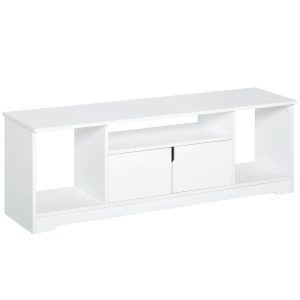 HOMCOM Móvel de TV para Televisores de até 42” Móvel de Sala de Estar Moderno com Armário de Dupla Porta e 3 Compartimentos Abertos 120x30x41cm Branco