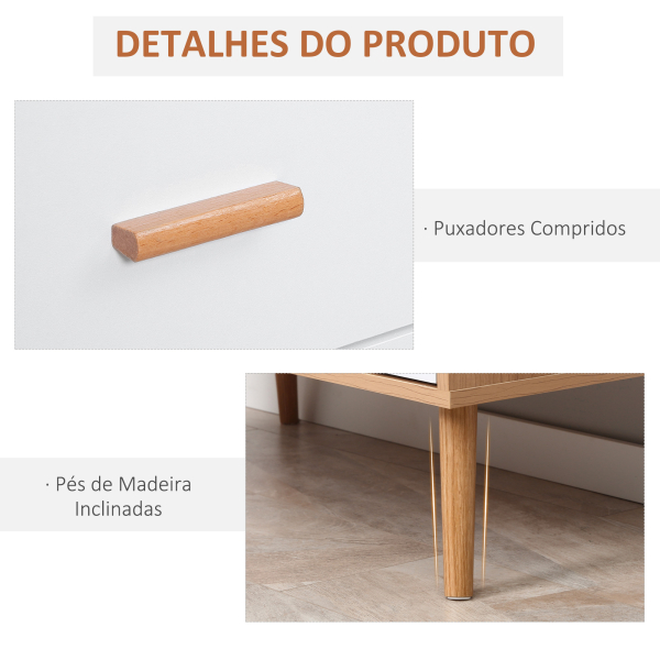 HOMCOM Cómoda de Madeira com 3 Gavetas Armário Auxiliar de Armazenamento Moderna com Pés Elevados para Dormitório Sala de Estar 80x39x80cm Branco e Madeira Natural - Image 4