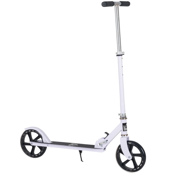 HOMCOM Trotinete Dobrável para Crianças de 7 a 14 Anos Trotinete Infantil com Guiador Ajustável em 4 Níveis e Travão 88x37x75-100cm Branco