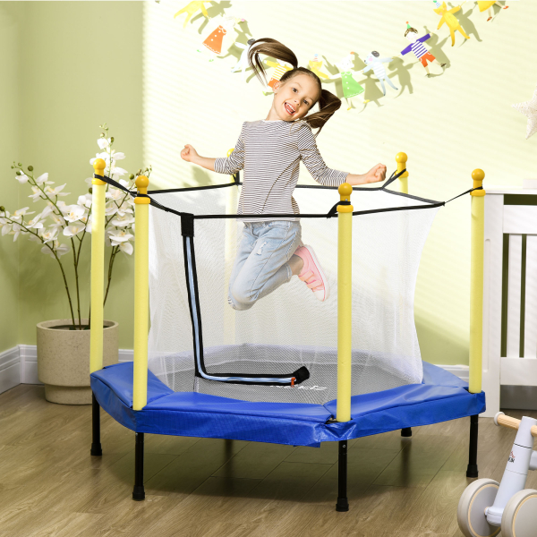 ZONEKIZ Trampolim para Crianças com Rede de Segurança 122x122x97 cm Azul - Image 2