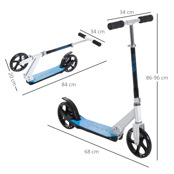 HOMCOM Trotinete para Crianças Scooter Dobrável Guiador Regulável Quadro Alumínio Leve e Estável Carga 100kg Branca - 68x34x60-73,5cm - Image 3