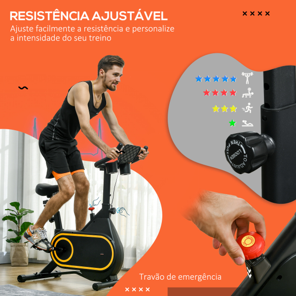 SPORTNOW Bicicleta Estática com Ecrã LCD Assento e Guiador Ajustáveis Volante 4 kg e Porta Garrafa  93x48,5x102-112 cm Preto - Image 4