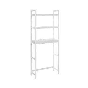 Suporte para vaso sanitário SONGMICS, suporte para vaso sanitário de bambu com 3 níveis, organizador de banheiro com prateleiras ajustáveis, multifuncional, carga estática de 15 kg por nível, fácil montagem, branco BTS01WT