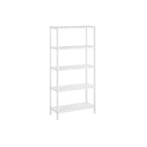 Prateleiras de armazenamento para banheiro SONGMICS de 5 níveis, prateleira de cozinha de bambu com 9 alturas ajustáveis, suporte de exposição multifuncional na sala de estar, corredor, 60 x 26 x 130 cm, branco BCB35WT