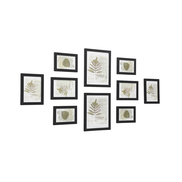 Conjunto de 10 molduras para fotos SONGMICS - Duas de 20 x 25 cm (8" x 10"), Quatro de 13 x 18 cm (5" x 7"), Quatro de 10 x 15 cm (4" x 6"), Preto RPF310H