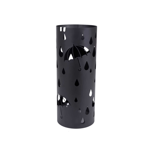 Suporte de metal SONGMICS, suporte redondo para guarda-chuvas, com ganchos e bandeja coletora, 49 x Ø 19,5 cm, preto LUC23B, 19,5 x 49 cm (diâm. x altura)
