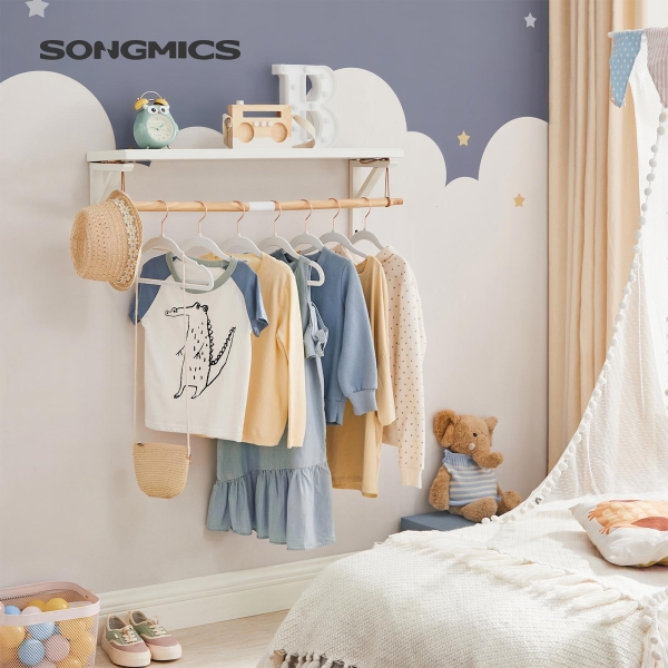 Cabides para bebês SONGMICS, pacote com 50 cabides de veludo infantil com ganchos em ouro rosa, cabides antiderrapantes para roupas infantis no armário, casacos de bebê ou infantil, branco CRF027W01 - Image 2