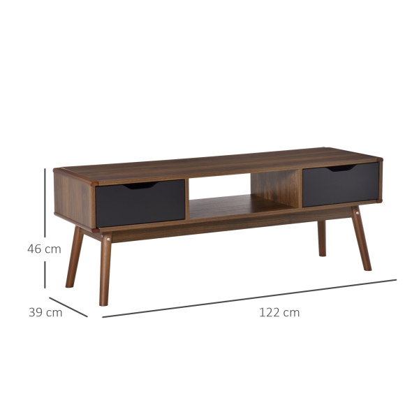 HOMCOM Suporte de TV para TV de 50 "com 2 gavetas e compartimento aberto Estilo Moderno 122x39x46 cm Marrom - Image 3