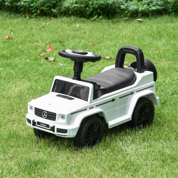 HOMCOM Carro Andador para Bebés com Licença Mercedes G350 com Compartimento de Arrumação e Volante Carga 25 kg 62,5x28,5x45 cm Branco - Image 2