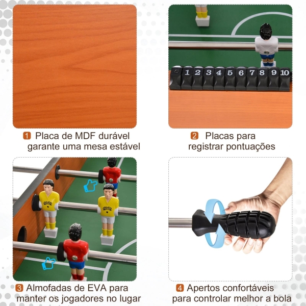 HOMCOM Matraquilho Profissional para Crianças e Adultos Mesa de Matraquilho com 8 Barras e 2 Bolas 122x61x80,7 cm Madeira - Image 4