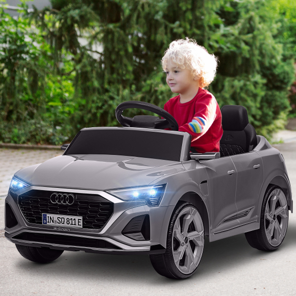 AIYAPLAY Carro Elétrico para Crianças Carro Audi Q8 Etron Sportback Infantil 12V Faróis Buzina e Música 98x49,5x43 cm Cinza - Image 2
