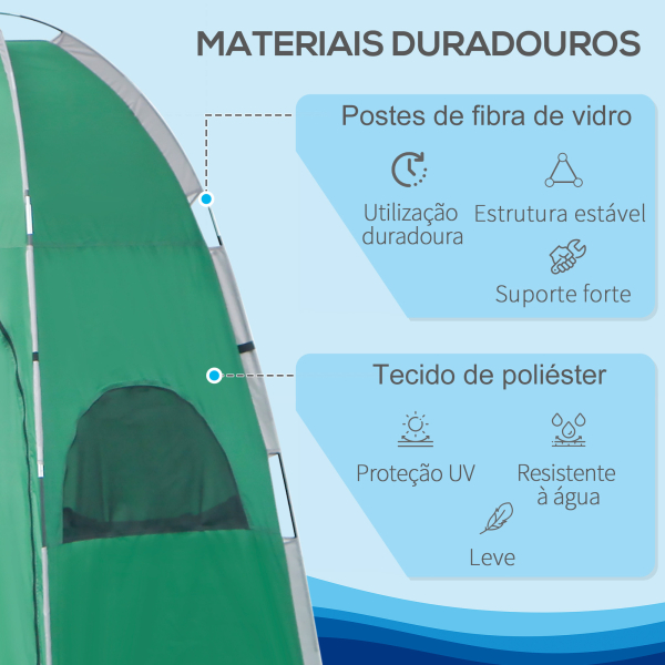 Outsunny Tenda de Duche Portátil Tenda de Privacidade Emergente 122x122x213 cm UPF30+ Trocador para Campismo Sanita Verde - Image 4
