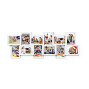 Moldura para colagem de fotos SONGMICS para 12 fotos em moldura de 4" x 6" (10 x 15 cm) para montagem na parede, com acabamento em madeira branca RPF22W