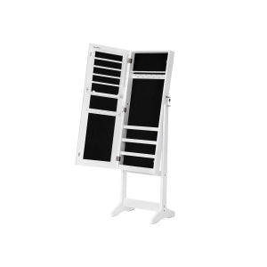 SONGMICS Armário de joias, espelho de parede, espelho de corpo inteiro, organizador de joias com fechadura, ideia de presente, branco JJC69WT