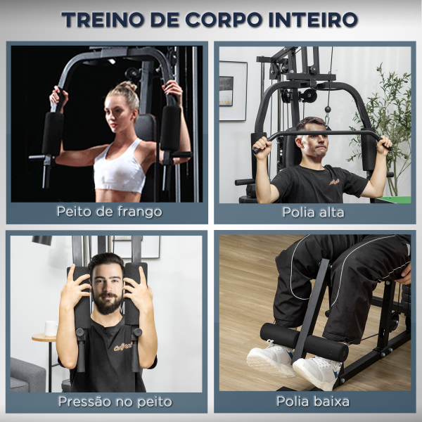 HOMCOM Máquina de Musculação com Placas de Peso de 45 kg Carga Máx. 100 kg para Treino Fitness em Casa Ginásio Preto - Image 4