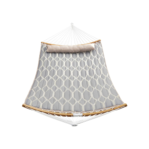 Rede SONGMICS, Rede de tecido acolchoado com espalhadores de bambu curvos removíveis, Almofada, 200 x 140 cm, Capacidade de carga 225 kg, Losango cinza e bege GDC034G02