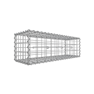 Cesta de gabião SONGMICS, gaiola de gabião de metal com malha de 5 x 10 cm para pedras, galvanizada, divisória de parede para decoração de jardim, 100 x 30 x 30 cm, prata GGB133