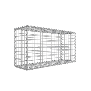 Cesta de gabião SONGMICS, gaiola de gabião de metal com malha de 5 x 10 cm para pedras, galvanizada, divisória de parede para decoração de jardim, 100 x 50 x 30 cm, prata GGB153