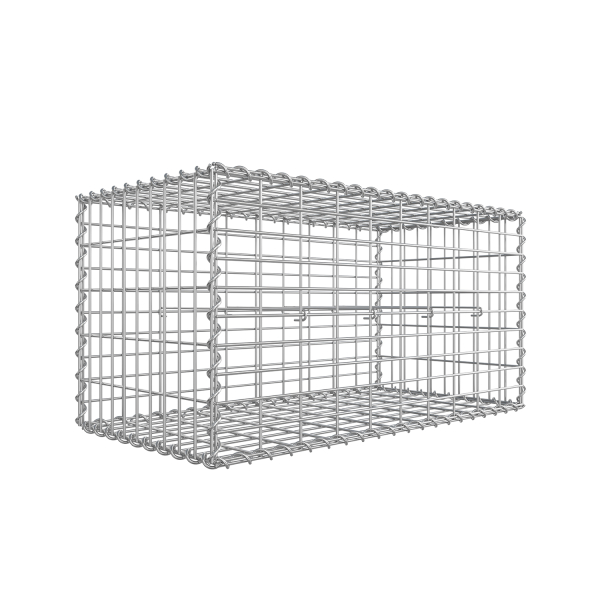 SONGMICS Gabião GGB155 Cesto de pedra, cesto de gabião, cerca de arame, com 5 x 10 cm, malha fina, aço inoxidável galvanizado, 100 x 50 x 50 cm, decoração de jardim, parede de plantas, prata