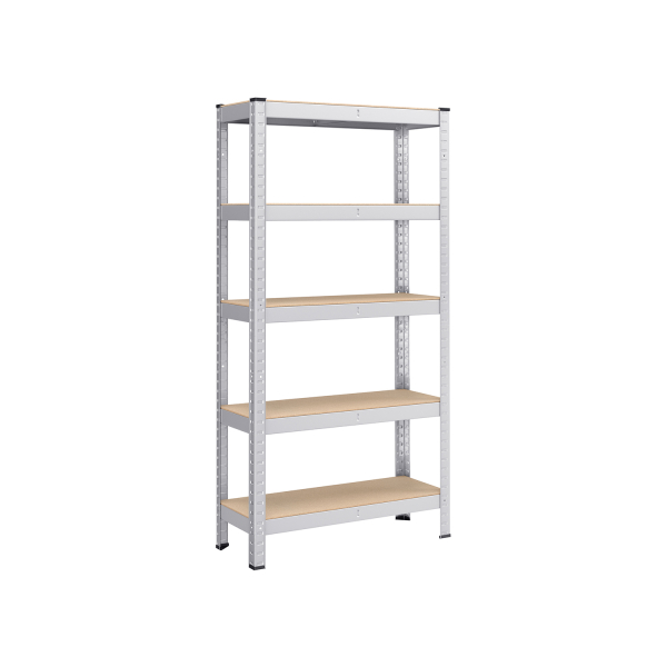 Estante 5 níveis aço, 650 kg, 30 x 75 x 150 cm, prateada
